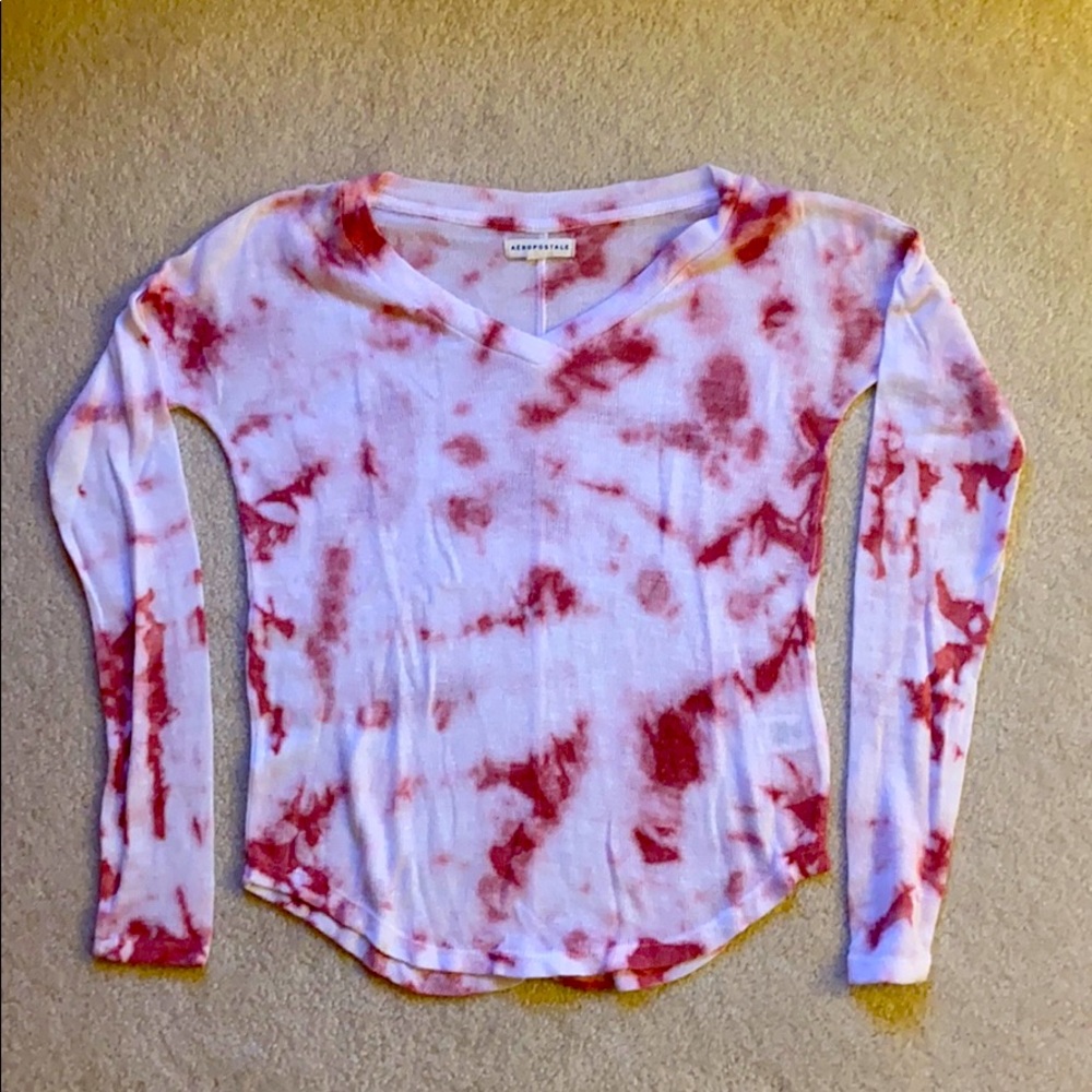 White and pink tiedye sweater Aeropostale